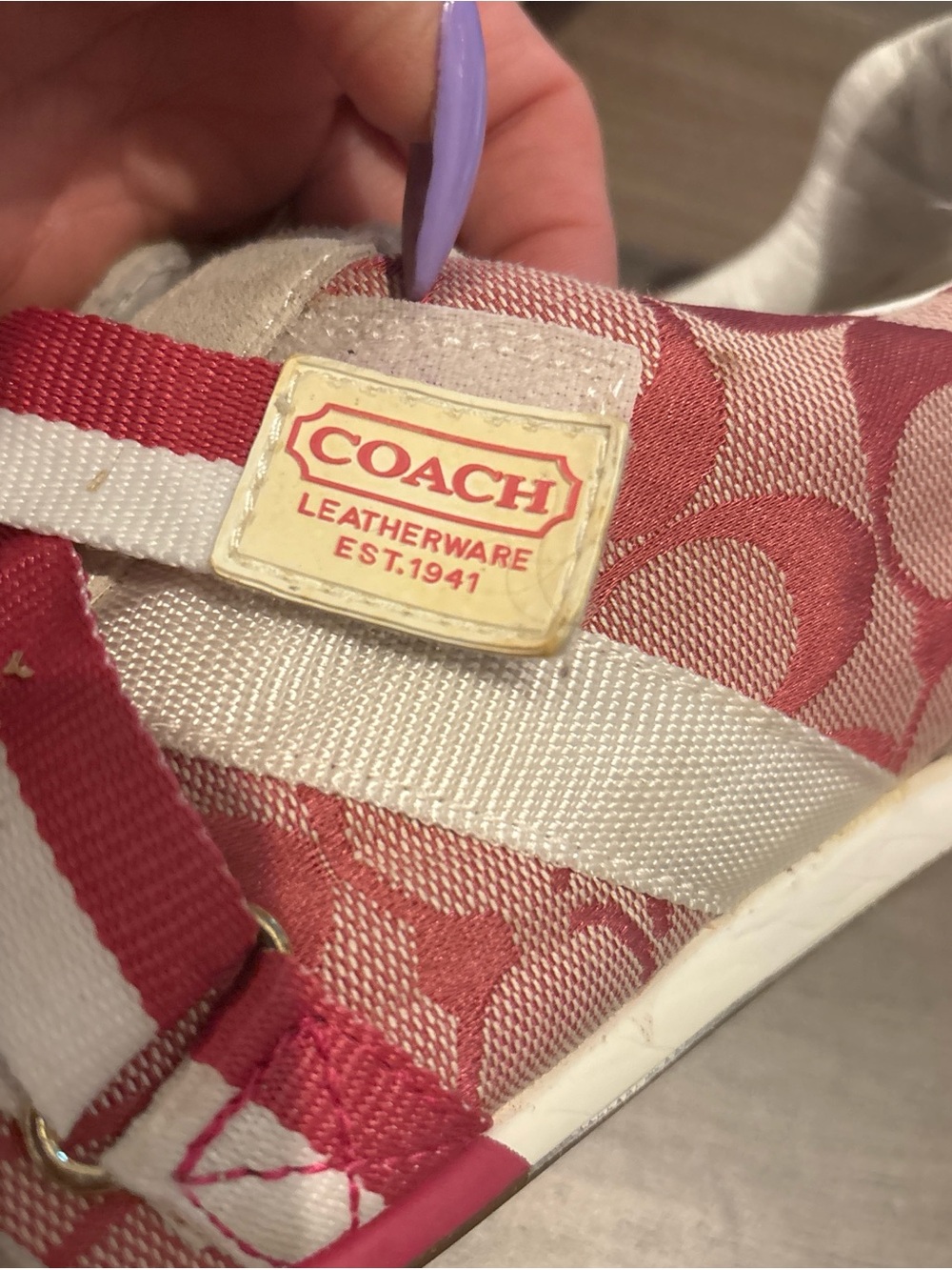 Coach Pink Signature Logo Slip-On Sneakers - Picture 5 of 6